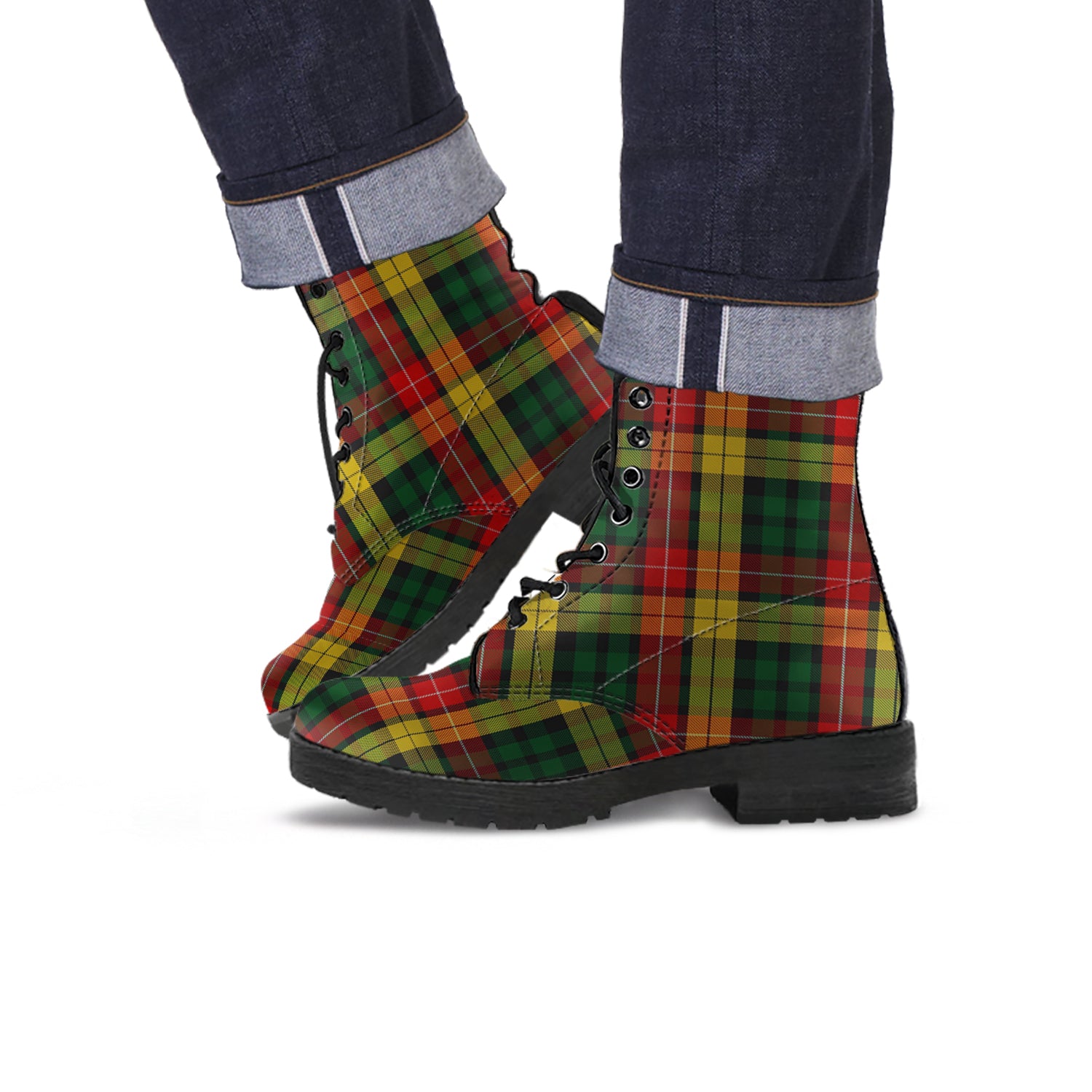 Buchanan Tartan Leather Boots - Tartanvibesclothing