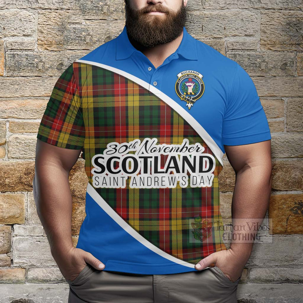 Tartan Vibes Clothing Buchanan Family Crest Tartan Polo Shirt Celebrate Saint Andrew's Day in Style