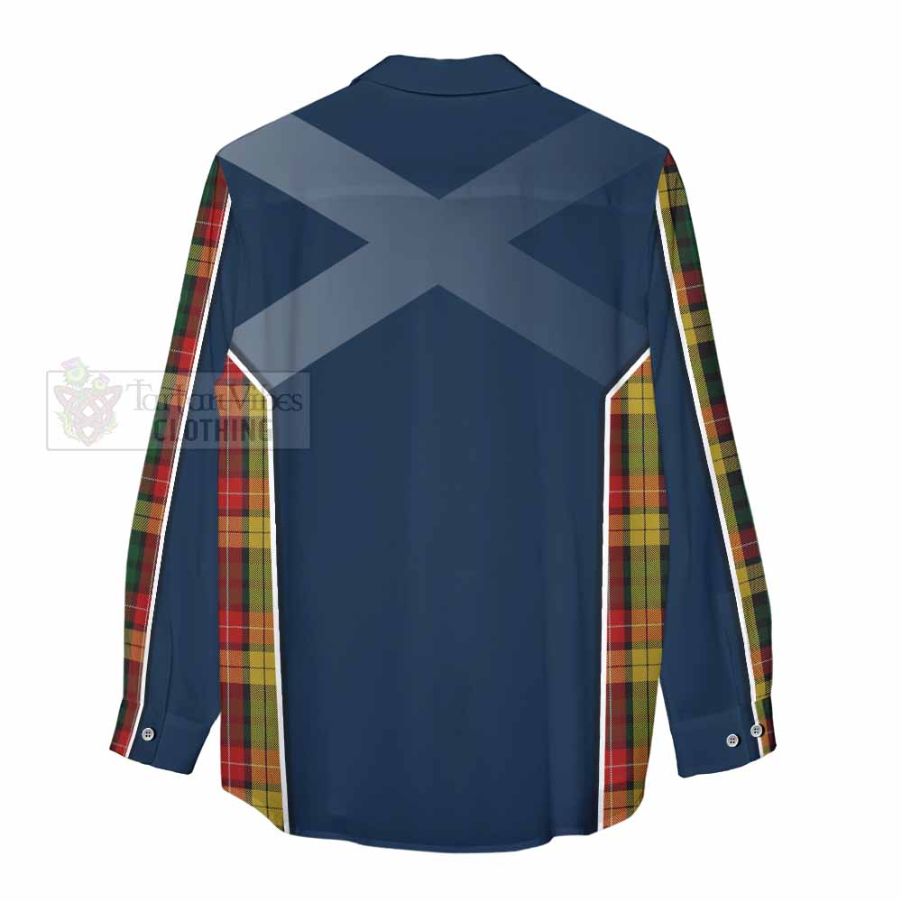 Tartan Vibes Clothing Buchanan Tartan Women's Casual Shirt with Family Crest and Lion Rampant Vibes Sport Style