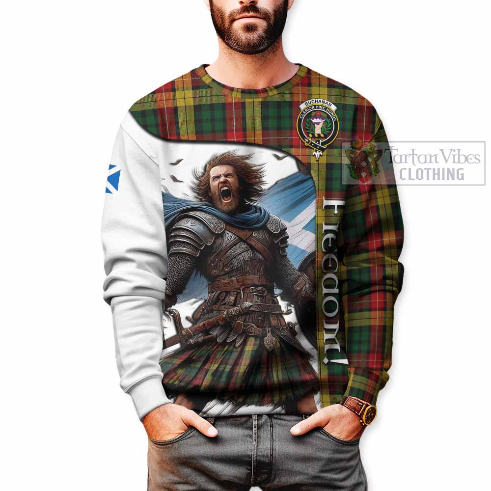 Tartan Vibes Clothing Buchanan Crest Tartan Sweatshirt Inspired by the Freedom of Scottish Warrior