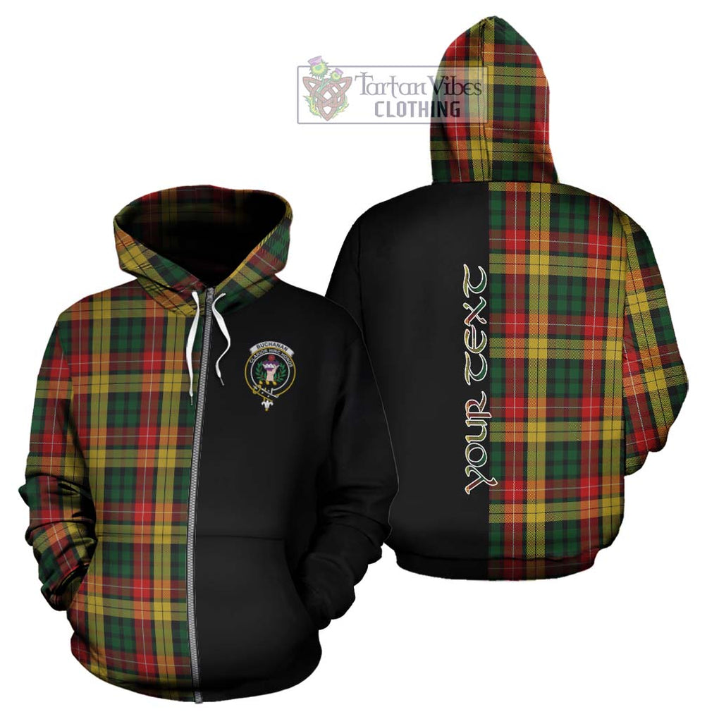 Buchanan Tartan Hoodie with Family Crest and Half Of Me Style - Tartanvibesclothing Shop