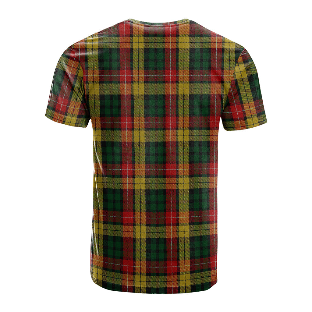 Buchanan Tartan T-Shirt with Family Crest - Tartan Vibes Clothing