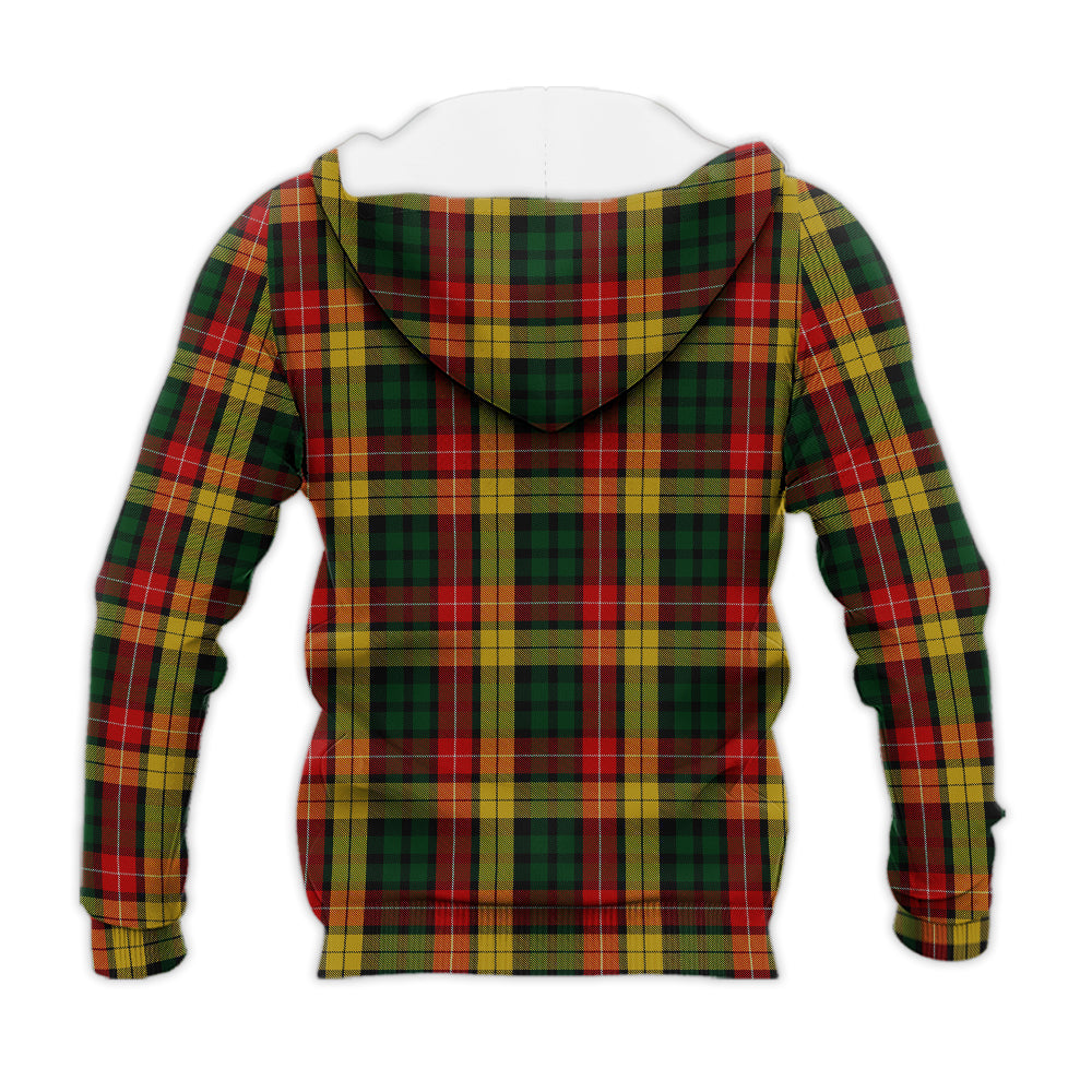 Buchanan Tartan Knitted Hoodie with Family Crest - Tartanvibesclothing