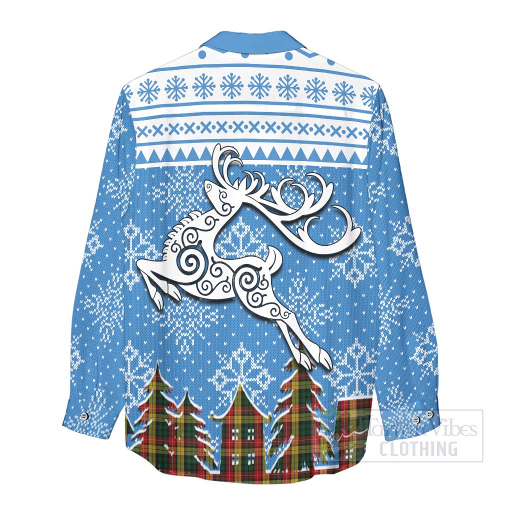 Tartan Vibes Clothing Buchanan Clan Christmas Women's Casual Shirt Celtic Reindeer Style