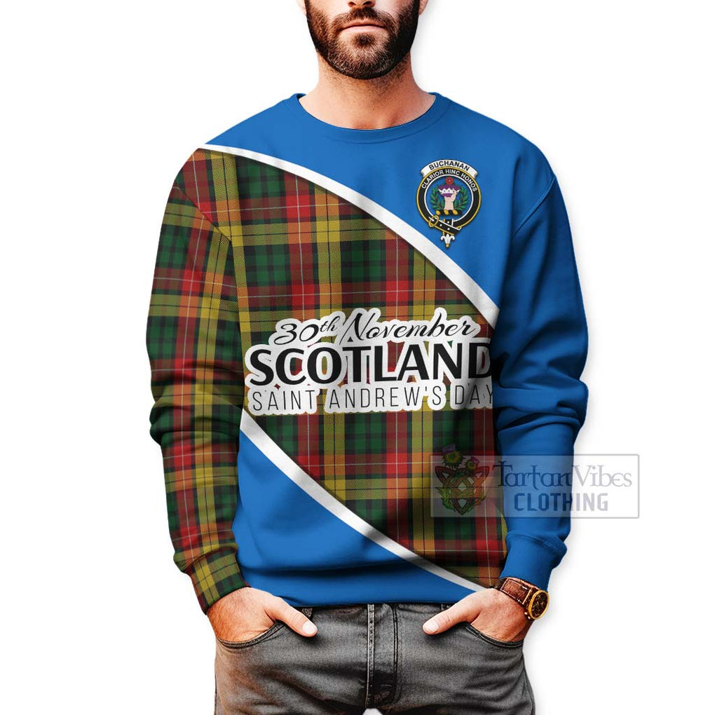 Tartan Vibes Clothing Buchanan Family Crest Tartan Sweatshirt Celebrate Saint Andrew's Day in Style