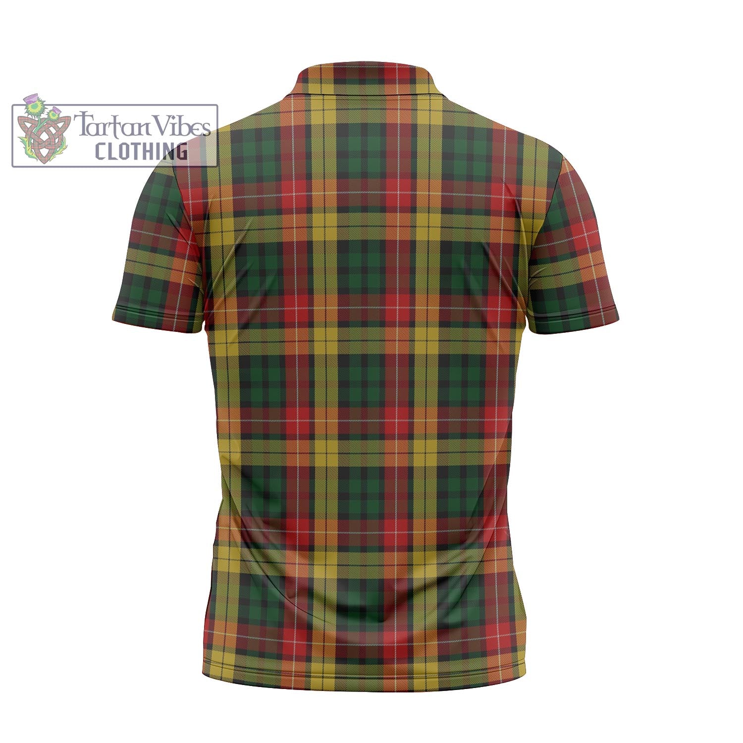 Tartan Vibes Clothing Buchanan Tartan Zipper Polo Shirt with Family Crest