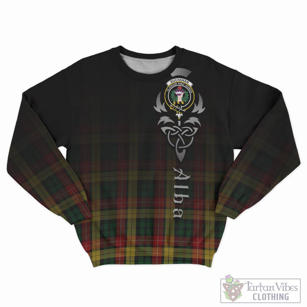 Tartan Vibes Clothing Buchanan Tartan Sweatshirt Featuring Alba Gu Brath Family Crest Celtic Inspired