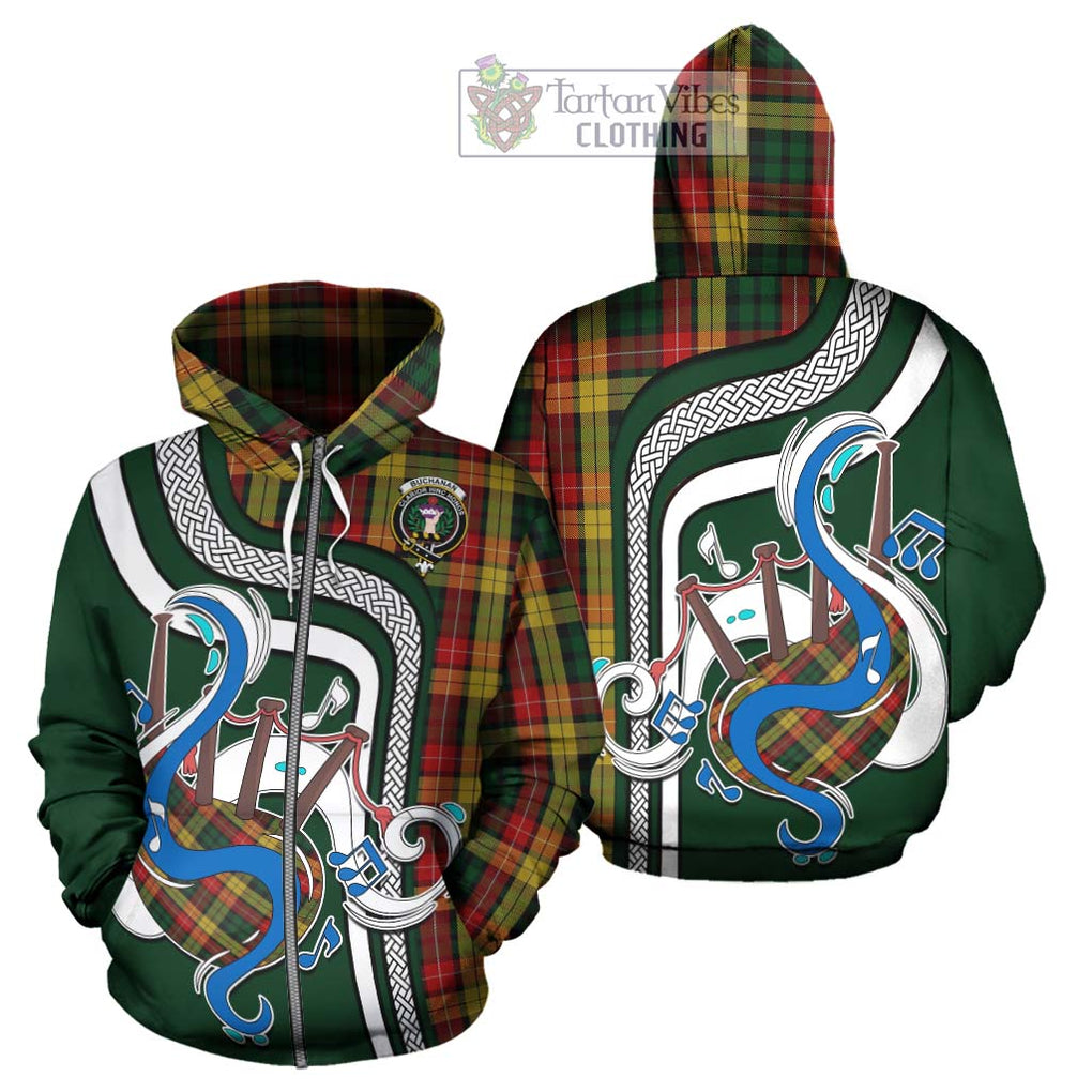 Buchanan Tartan Hoodie with Epic Bagpipe Style - Tartanvibesclothing Shop