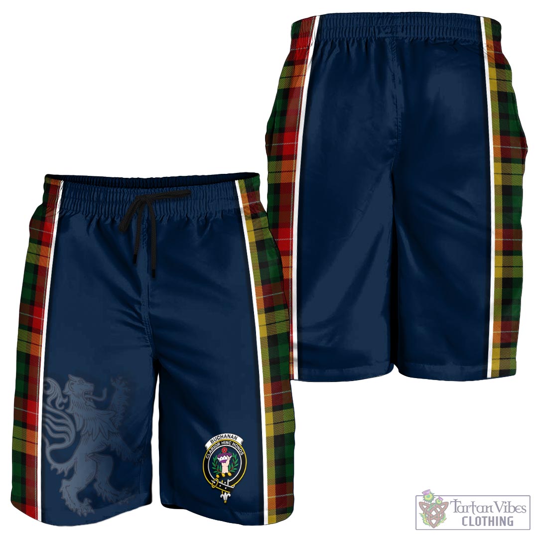 Tartan Vibes Clothing Buchanan Tartan Men's Shorts with Family Crest and Lion Rampant Vibes Sport Style