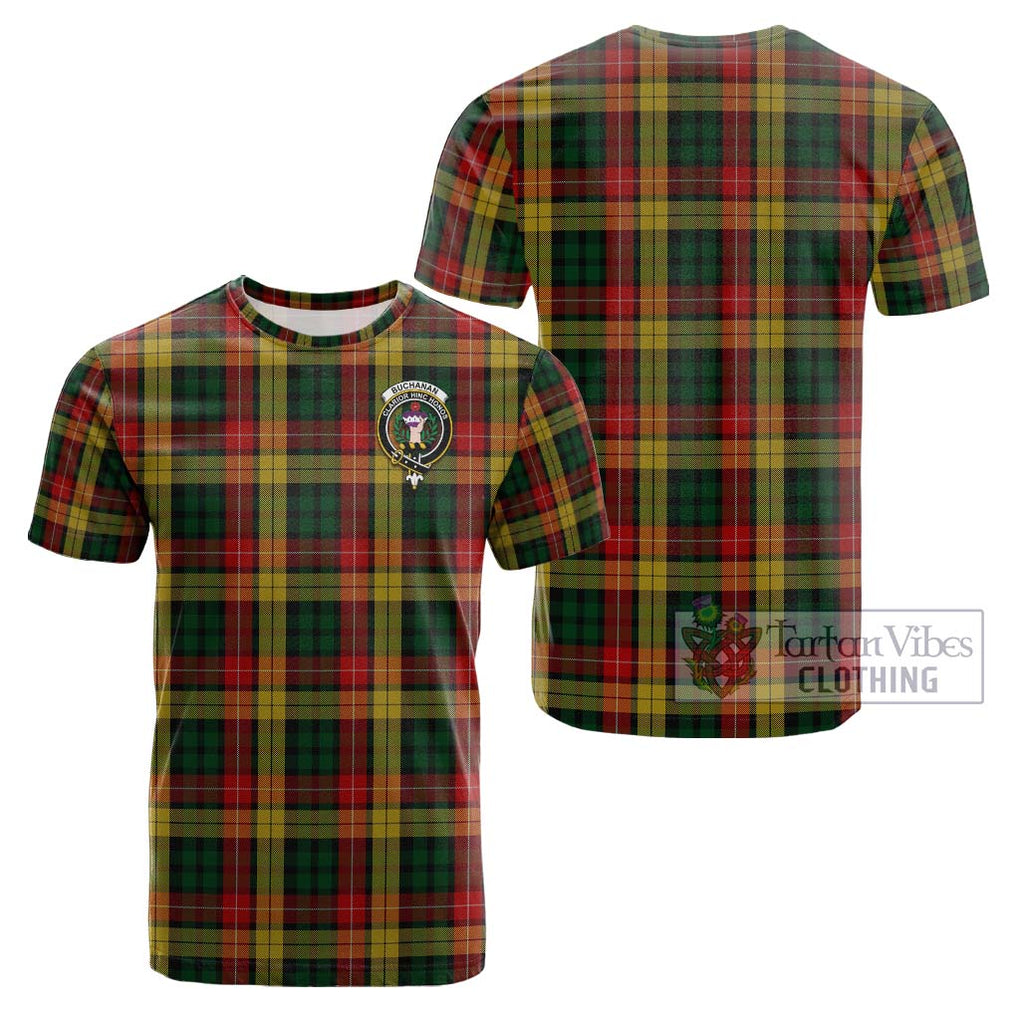 Buchanan Tartan Cotton T-Shirt with Family Crest Kid's Shirt - Tartanvibesclothing Shop