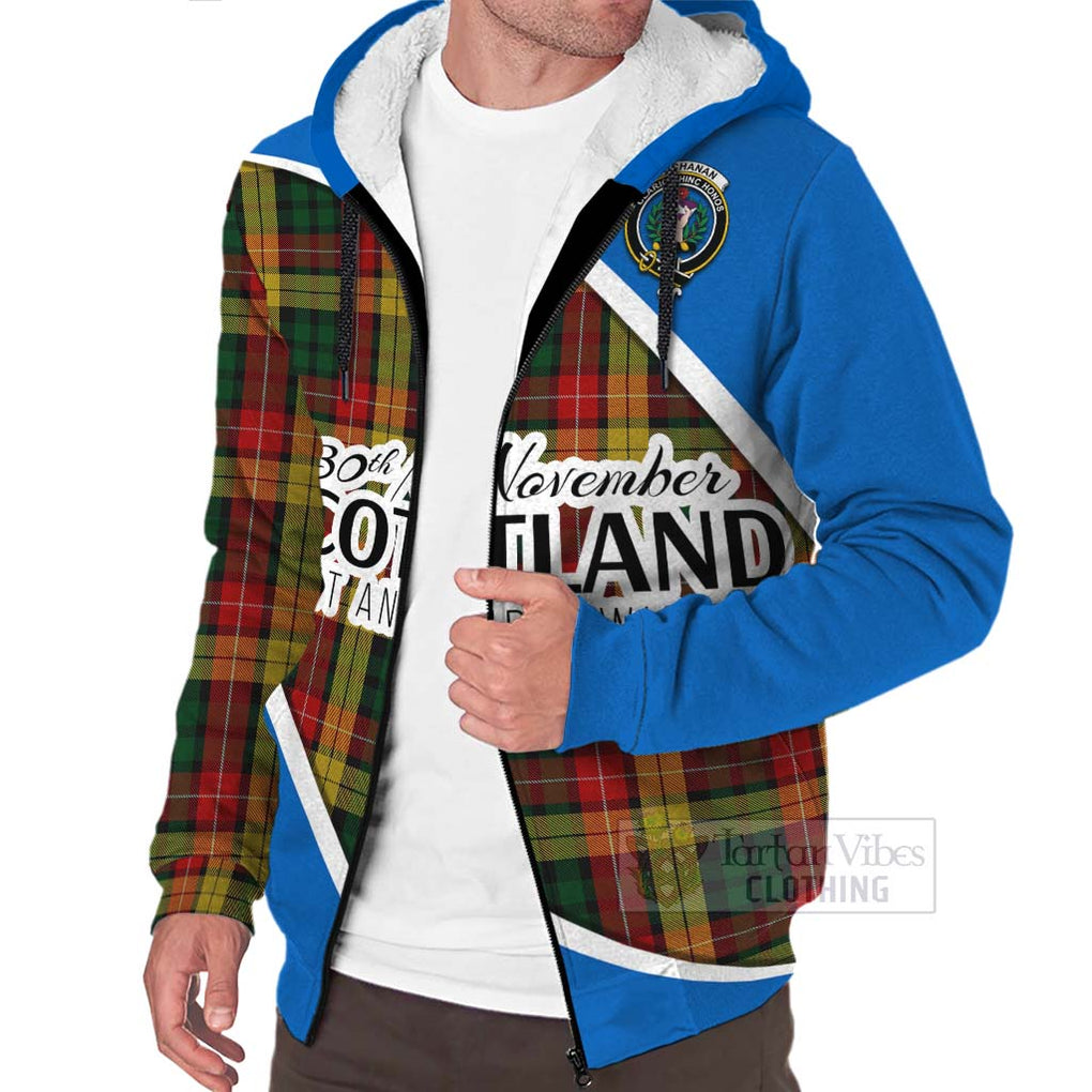 Tartan Vibes Clothing Buchanan Family Crest Tartan Sherpa Hoodie Celebrate Saint Andrew's Day in Style