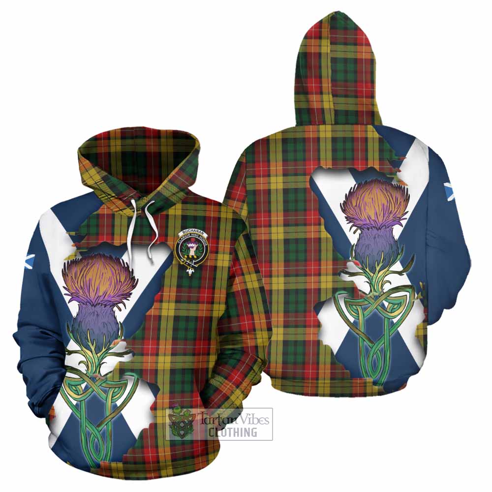 Buchanan Tartan Family Crest Hoodie Scottish Thistle Celtic Inspired - Tartan Vibes Clothing