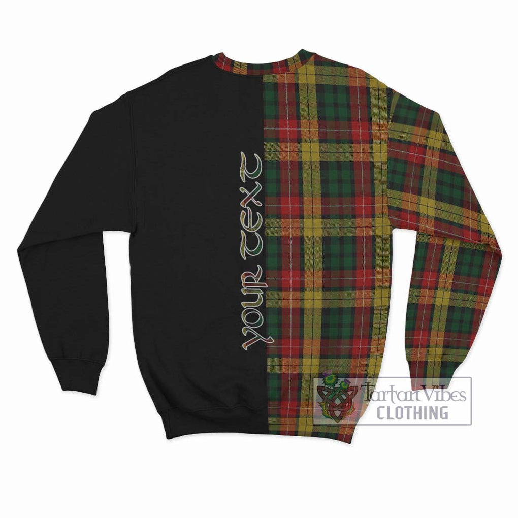 Buchanan Tartan Sweatshirt with Family Crest and Half Of Me Style - Tartanvibesclothing Shop