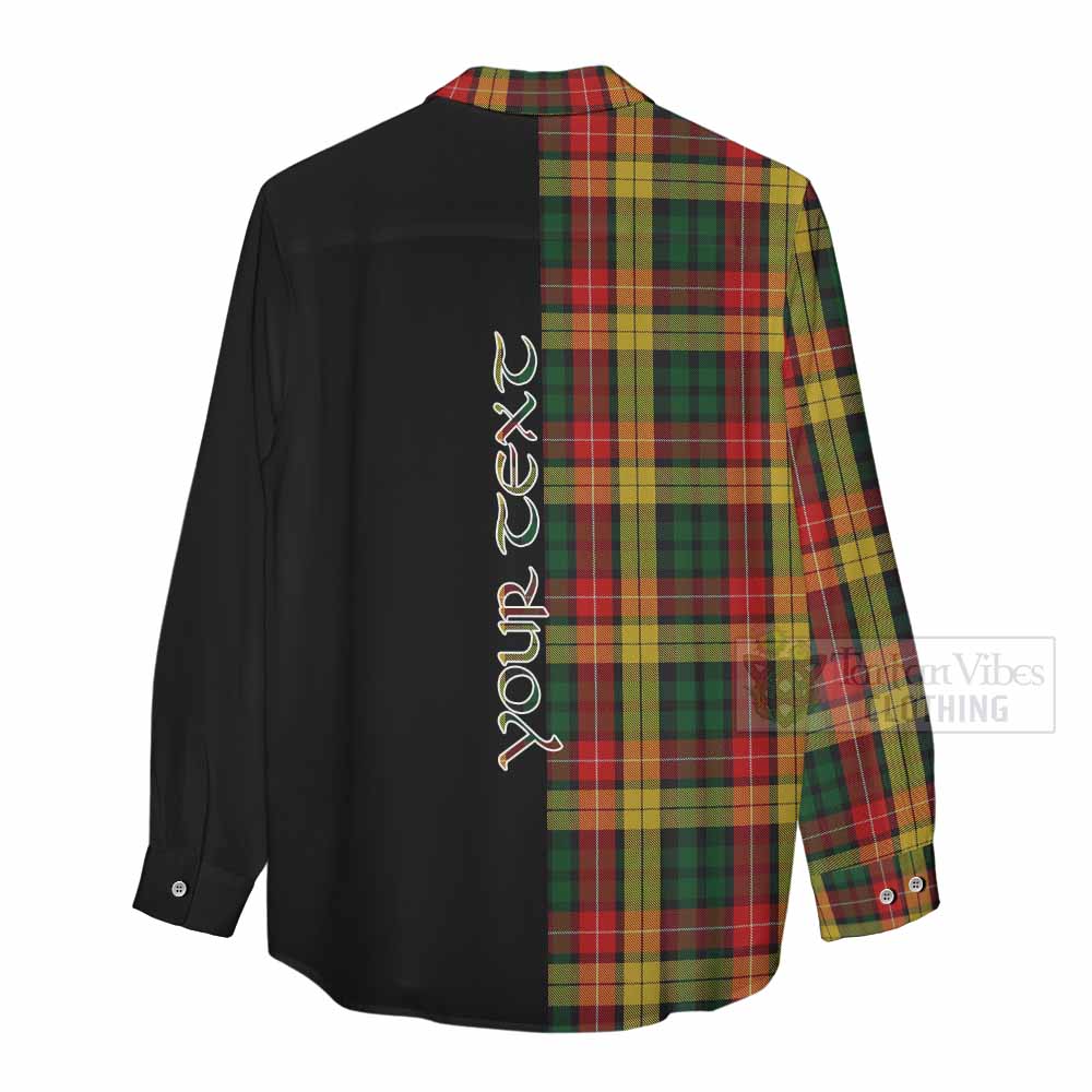 Tartan Vibes Clothing Buchanan Tartan Women's Casual Shirt with Family Crest and Half Of Me Style