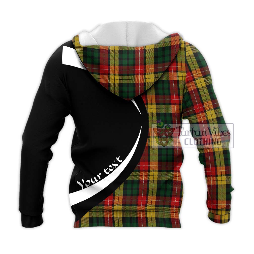 Buchanan Tartan Knitted Hoodie with Family Crest Circle Style - Tartan Vibes Clothing