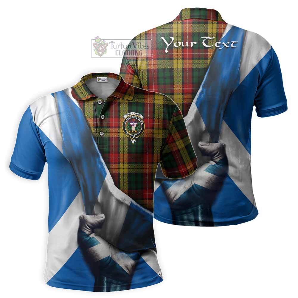 Tartan Vibes Clothing Buchanan Tartan Polo Shirt with Family Crest Scotland Patriotic Style