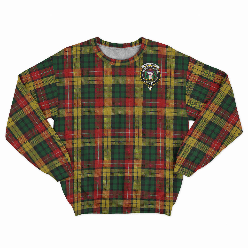 Buchanan Tartan Sweatshirt with Family Crest - Tartan Vibes Clothing