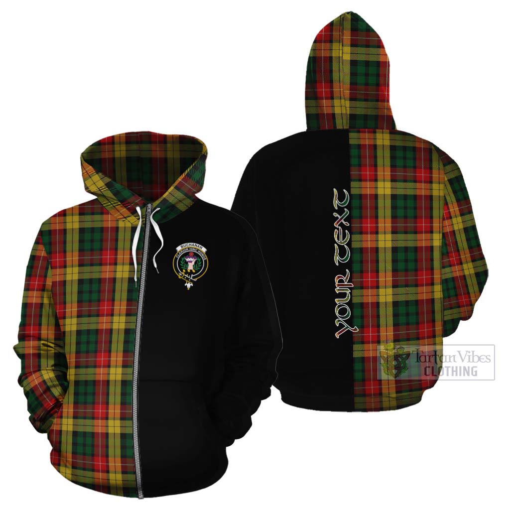 Tartan Vibes Clothing Buchanan Tartan Cotton Hoodie with Family Crest and Half Of Me Style