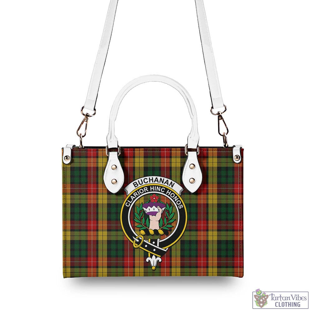 Tartan Vibes Clothing Buchanan Tartan Luxury Leather Handbags with Family Crest