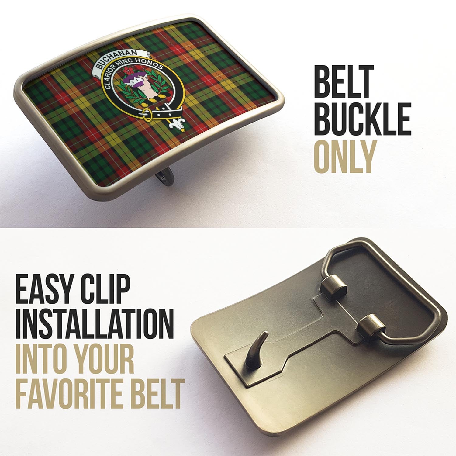 Buchanan Tartan Belt Buckles with Family Crest - Tartan Vibes Clothing