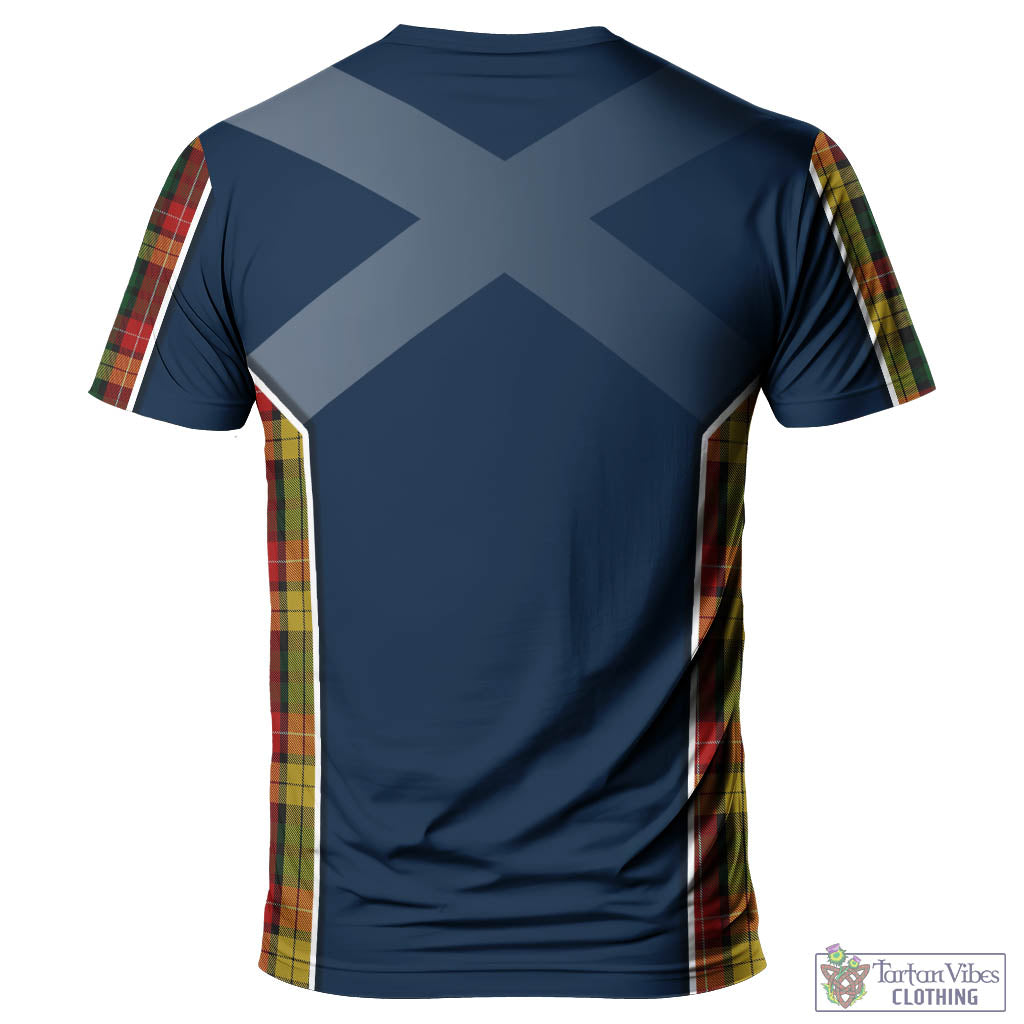 Tartan Vibes Clothing Buchanan Tartan T-Shirt with Family Crest and Lion Rampant Vibes Sport Style