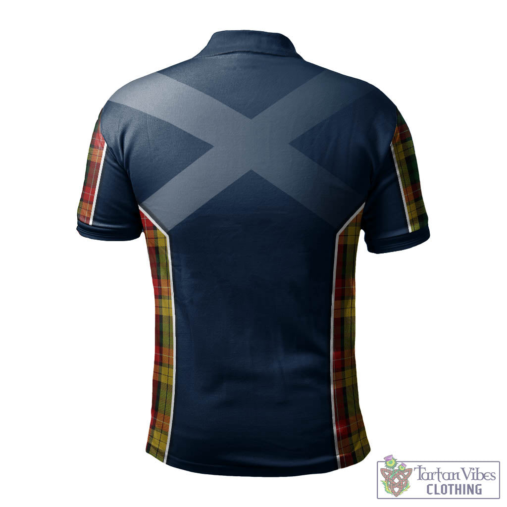 Tartan Vibes Clothing Buchanan Tartan Men's Polo Shirt with Family Crest and Lion Rampant Vibes Sport Style