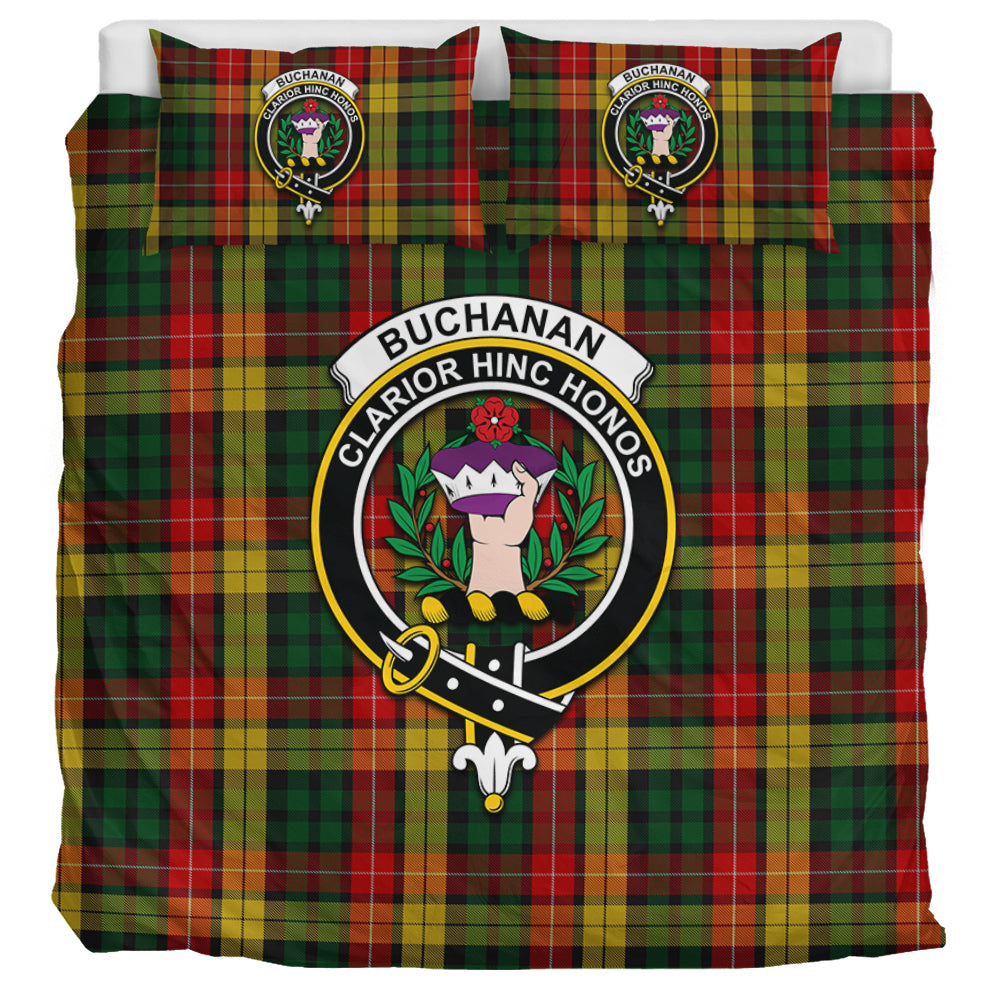 Buchanan Tartan Bedding Set with Family Crest UK Bedding Set UK Super King 104*94 inch - Tartan Vibes Clothing