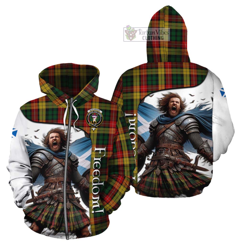 Tartan Vibes Clothing Buchanan Crest Tartan Cotton Hoodie Inspired by the Freedom of Scottish Warrior