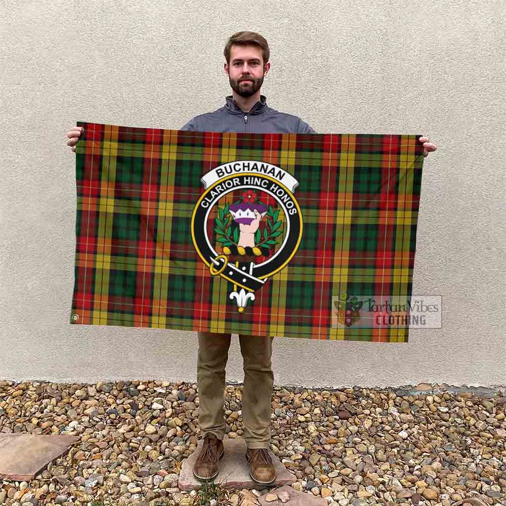 Tartan Vibes Clothing Buchanan Tartan House Flag with Family Crest