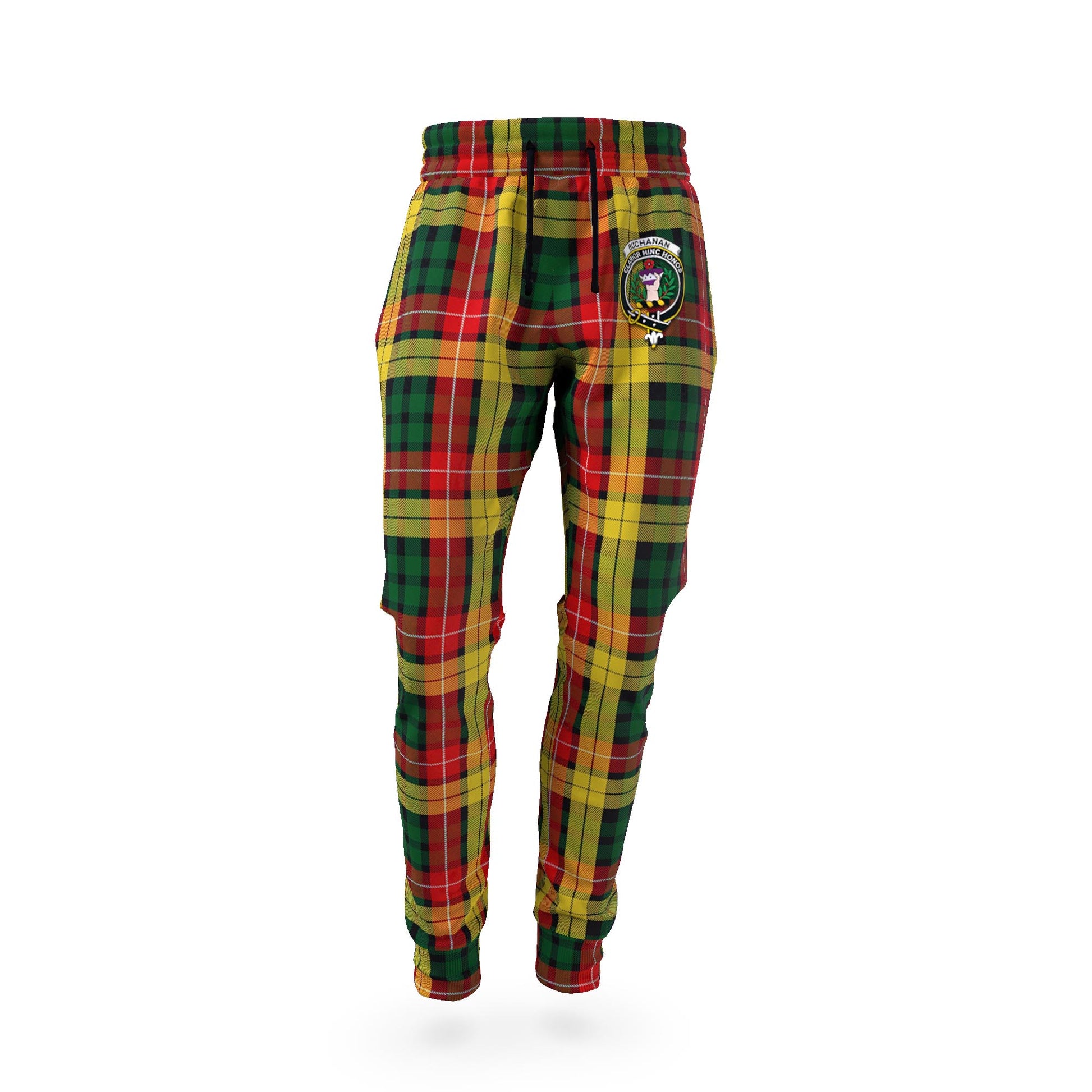 Buchanan Tartan Joggers Pants with Family Crest - Tartan Vibes Clothing