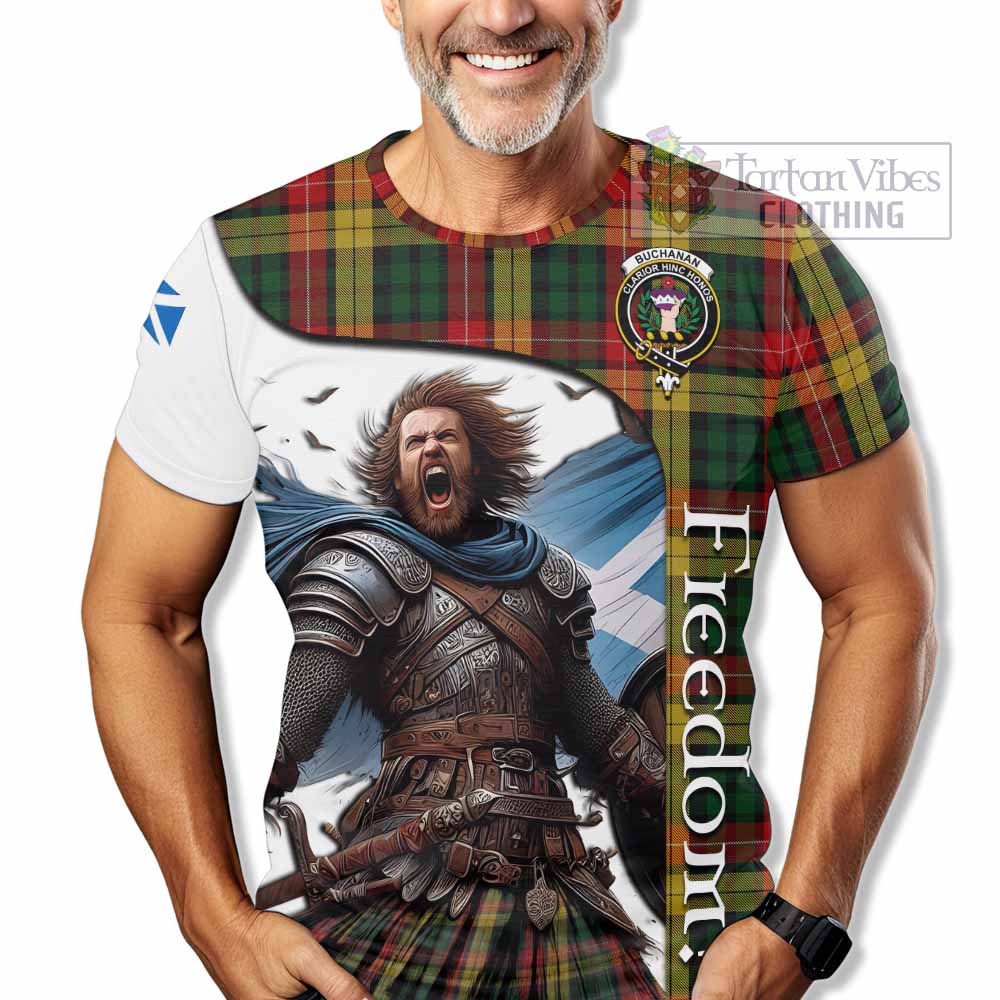 Buchanan Crest Tartan T-Shirt Inspired by the Freedom of Scottish Warrior