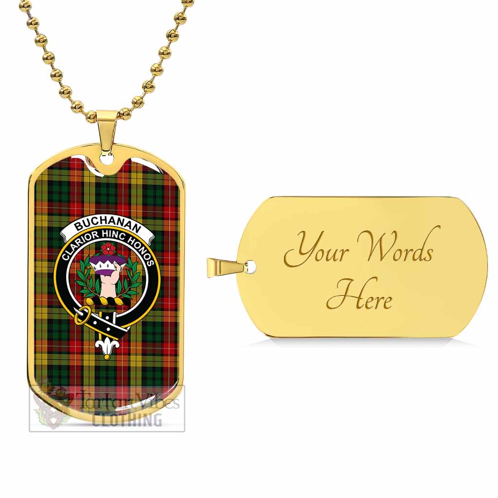 Tartan Vibes Clothing Buchanan Tartan Dog Tag Necklace with Family Crest