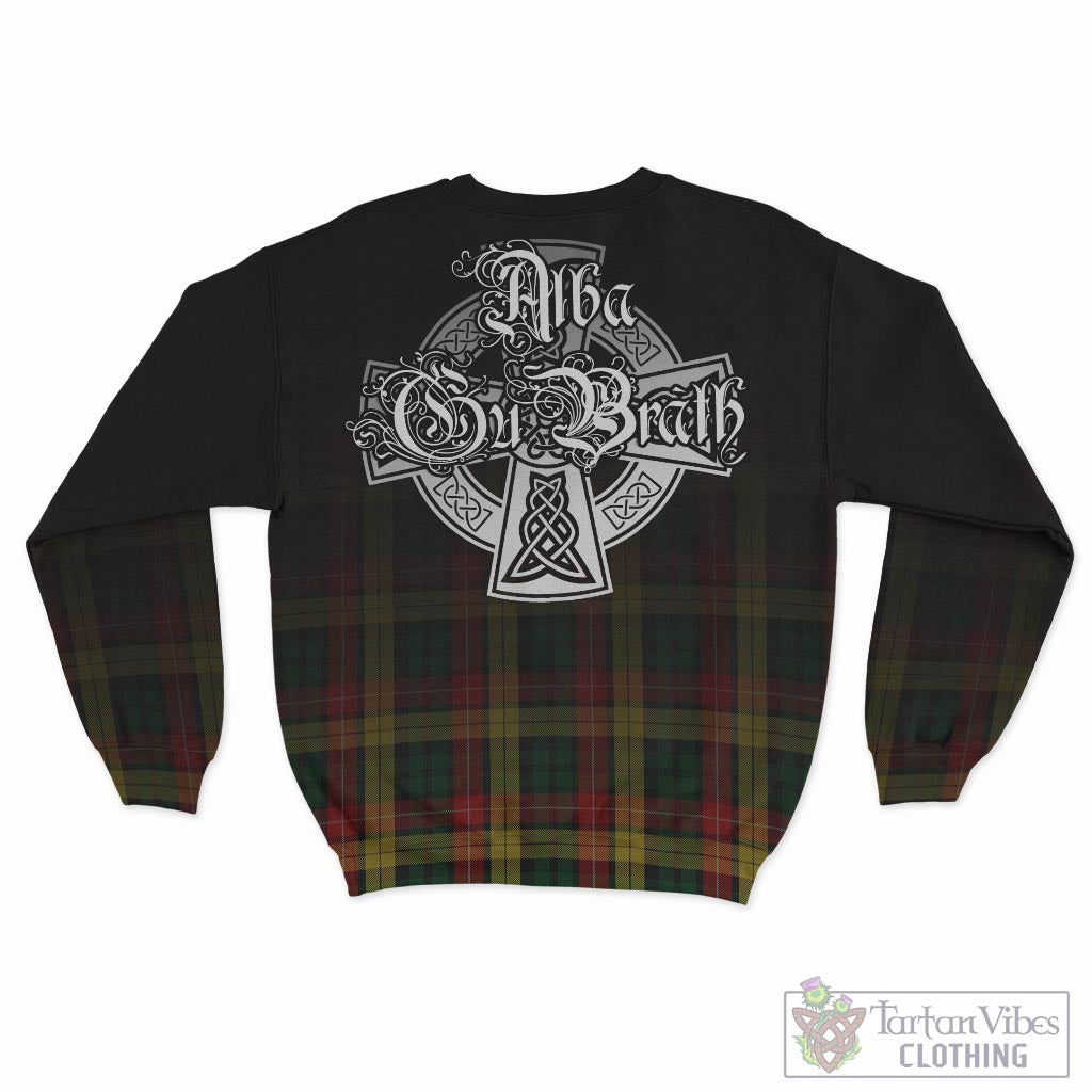 Tartan Vibes Clothing Buchanan Tartan Sweatshirt Featuring Alba Gu Brath Family Crest Celtic Inspired