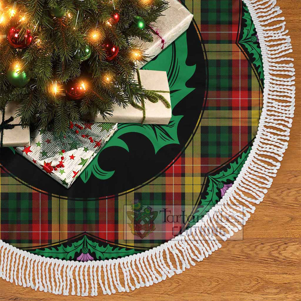 Tartan Vibes Clothing Buchanan Tartan Christmas Tree Skirt Scottish Thistle Style