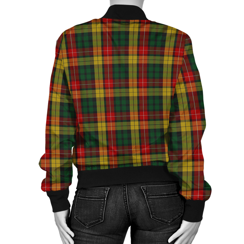 Buchanan Tartan Bomber Jacket with Family Crest - Tartanvibesclothing