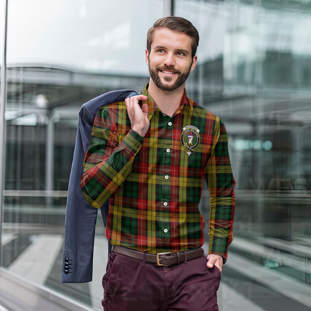 Buchanan Tartan Long Sleeve Button Up Shirt with Family Crest