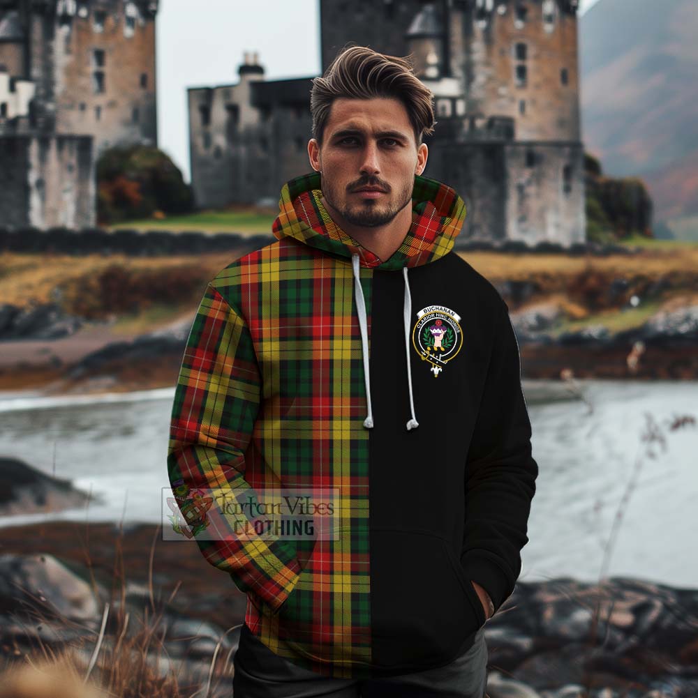 Tartan Vibes Clothing Buchanan Tartan Cotton Hoodie with Family Crest and Half Of Me Style