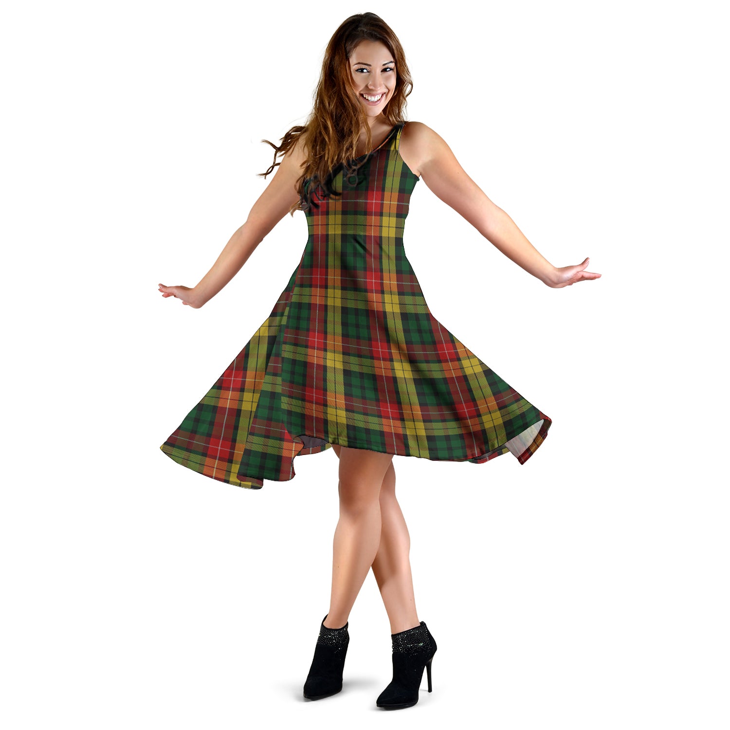 Buchanan Tartan Sleeveless Midi Womens Dress