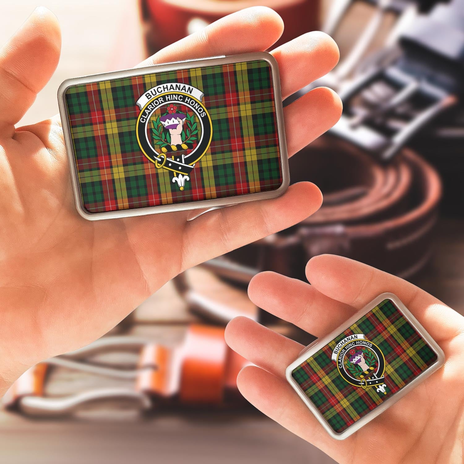 Buchanan Tartan Belt Buckles with Family Crest - Tartan Vibes Clothing