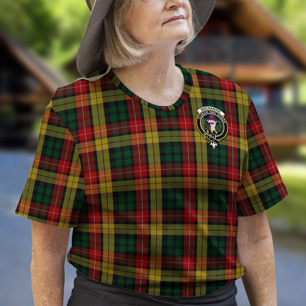 Buchanan Tartan T-Shirt with Family Crest - Tartan Vibes Clothing