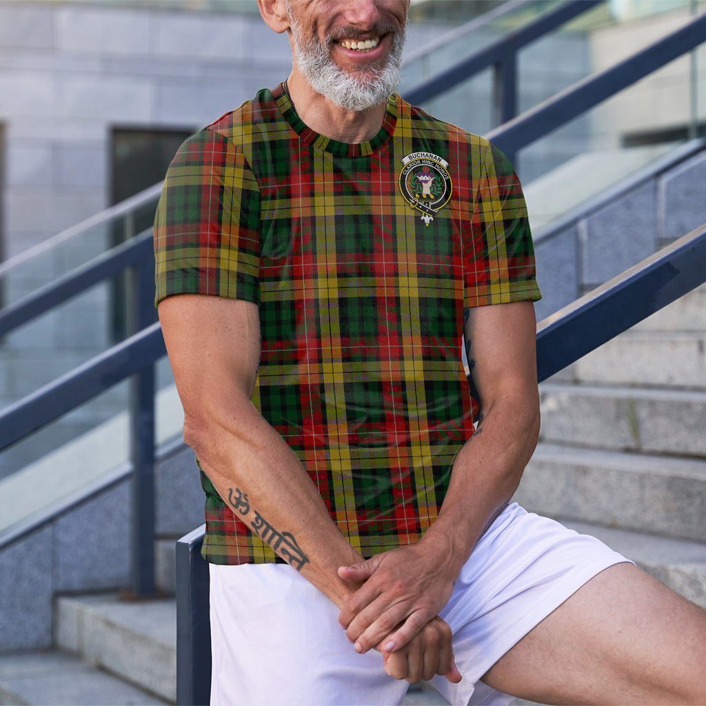 Buchanan Tartan T-Shirt with Family Crest - Tartan Vibes Clothing