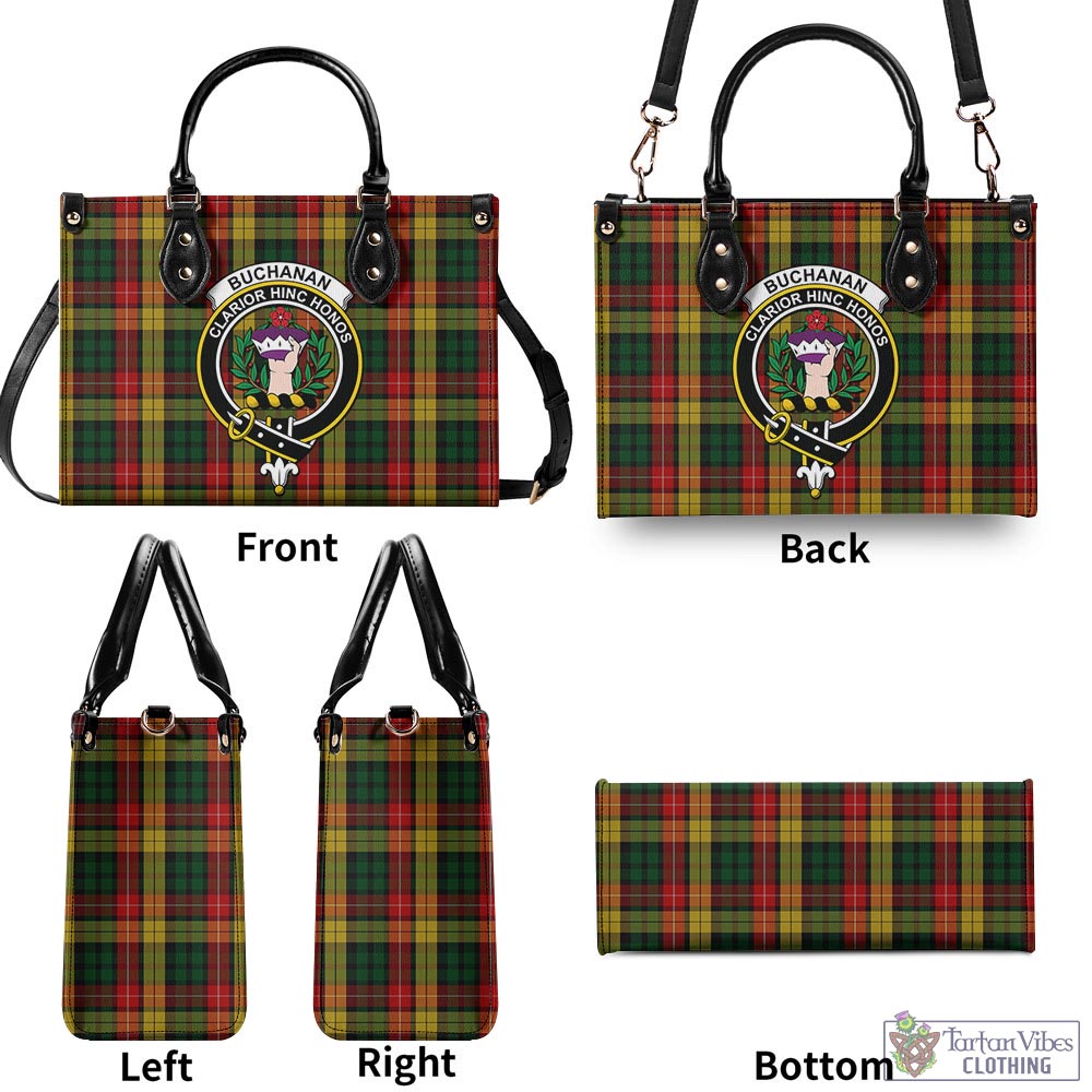 Tartan Vibes Clothing Buchanan Tartan Luxury Leather Handbags with Family Crest