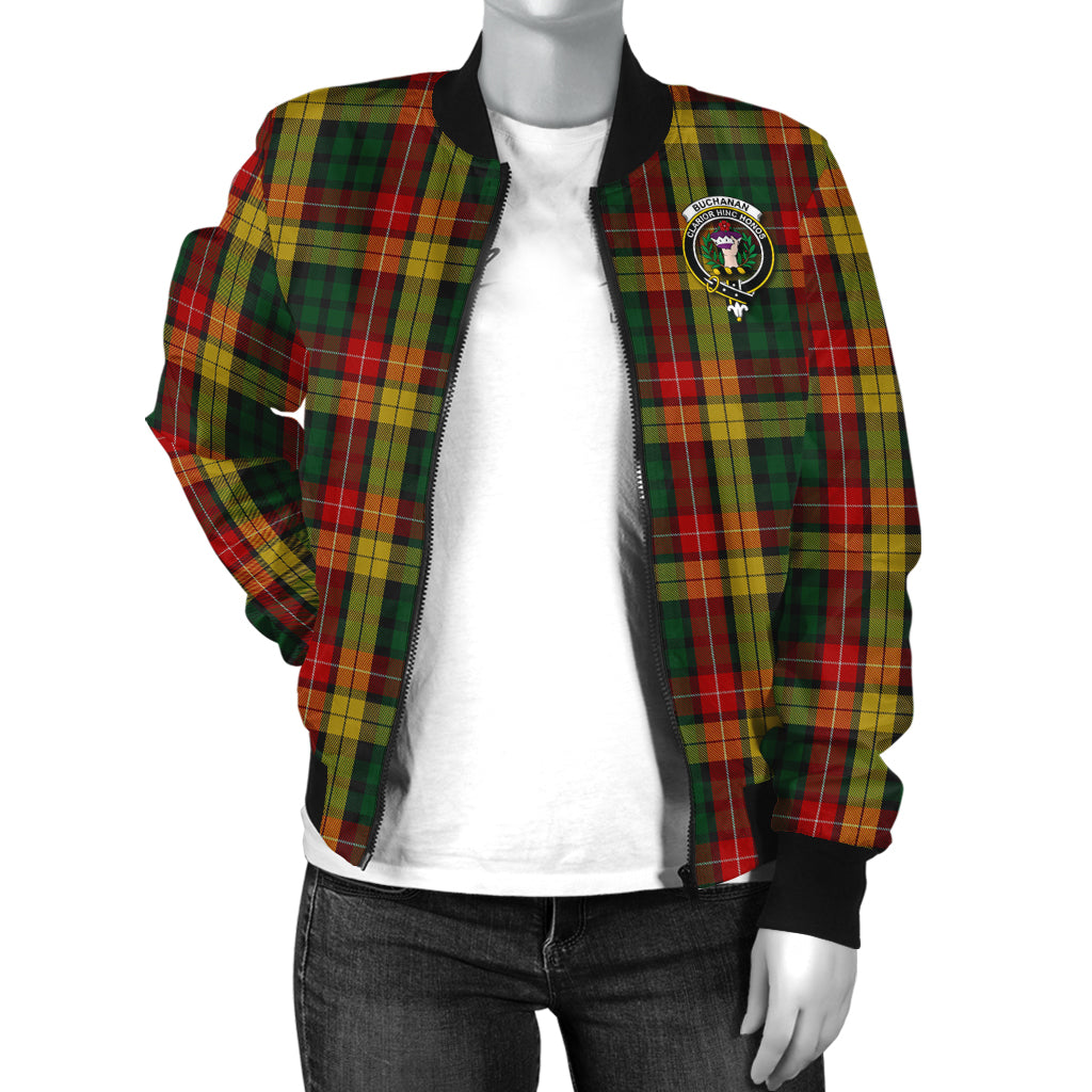 Buchanan Tartan Bomber Jacket with Family Crest - Tartanvibesclothing