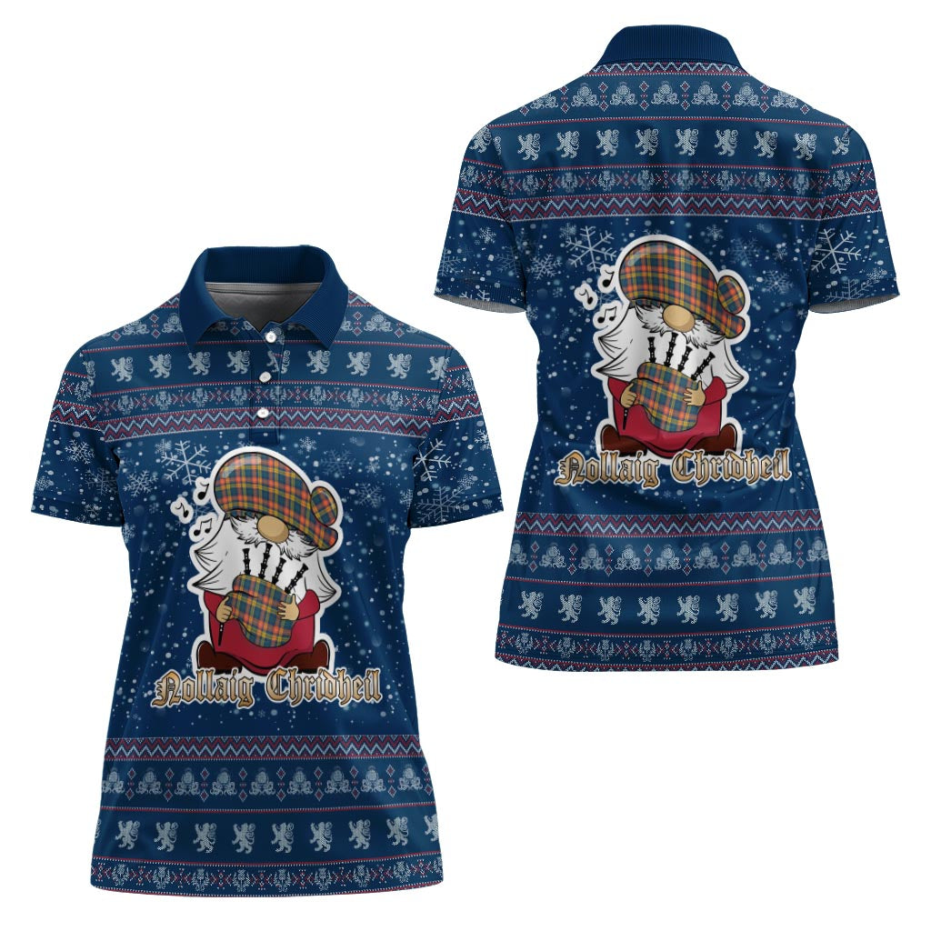 Buchanan Ancient Clan Christmas Family Polo Shirt with Funny Gnome Playing Bagpipes - Tartanvibesclothing