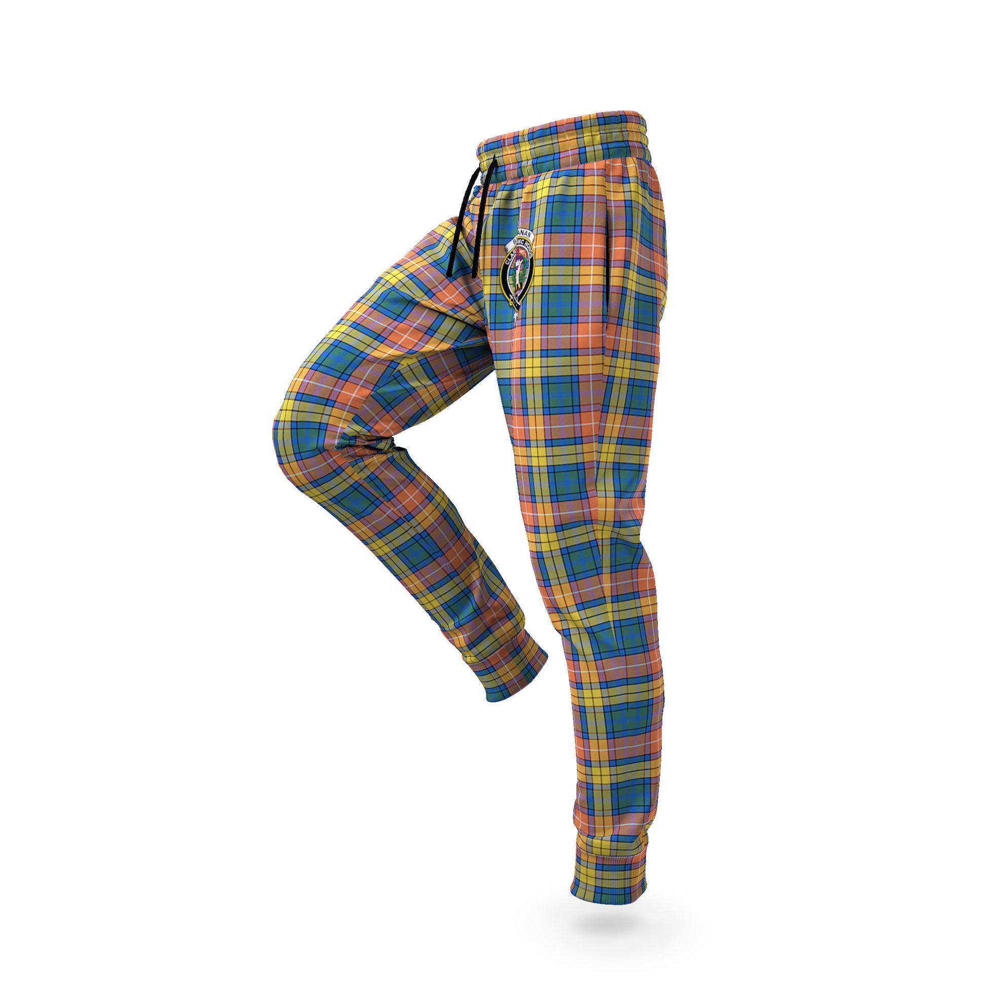 Buchanan Ancient Tartan Joggers Pants with Family Crest S - Tartan Vibes Clothing