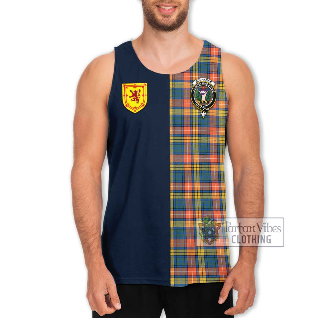 Tartan Vibes Clothing Buchanan Ancient Tartan Men's Tank Top with Scottish Lion Royal Arm Half Style