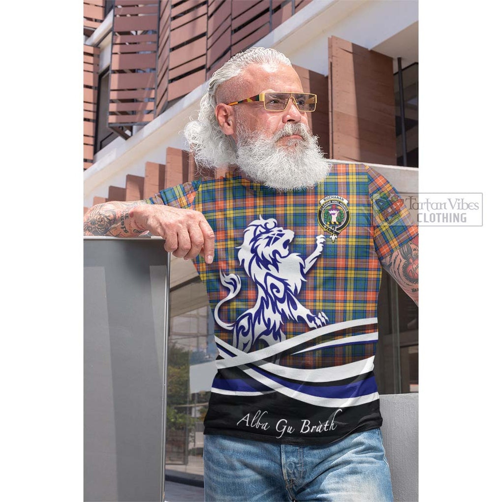 Tartan Vibes Clothing Buchanan Ancient Tartan Cotton T-shirt with Alba Gu Brath Regal Lion Emblem