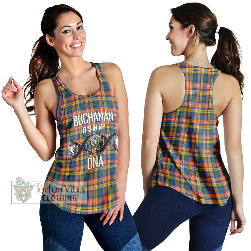 Buchanan Ancient Tartan Women's Racerback Tanks with Family Crest DNA In Me Style 4XL - Tartanvibesclothing Shop