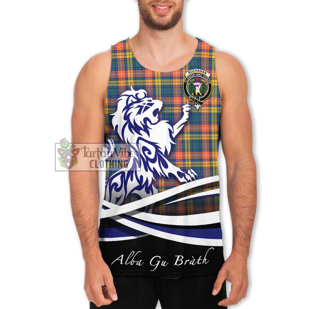 Buchanan Ancient Tartan Men's Tank Top with Alba Gu Brath Regal Lion Emblem Men - Tartanvibesclothing Shop