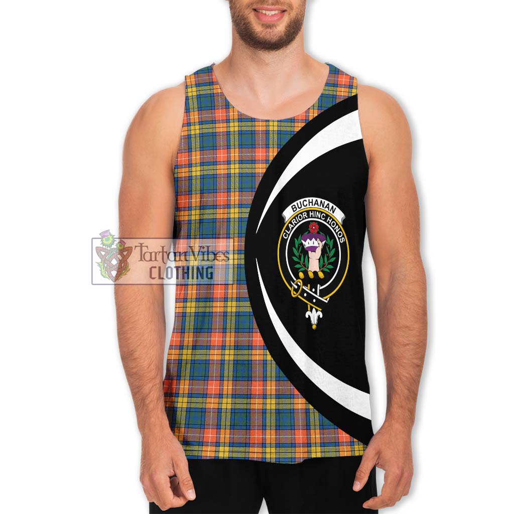 Buchanan Ancient Tartan Men's Tank Top with Family Crest Circle Style Men - Tartan Vibes Clothing